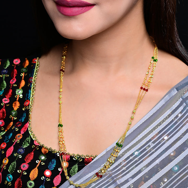 Appealing Gold Plated Multicolour Necklace Mala For Women