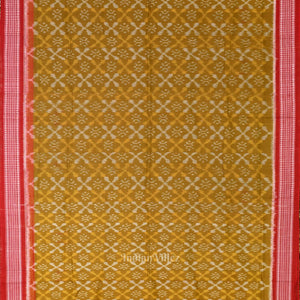 Mehendi Red Odisha Ikat Sambalpuri Pure Cotton Saree