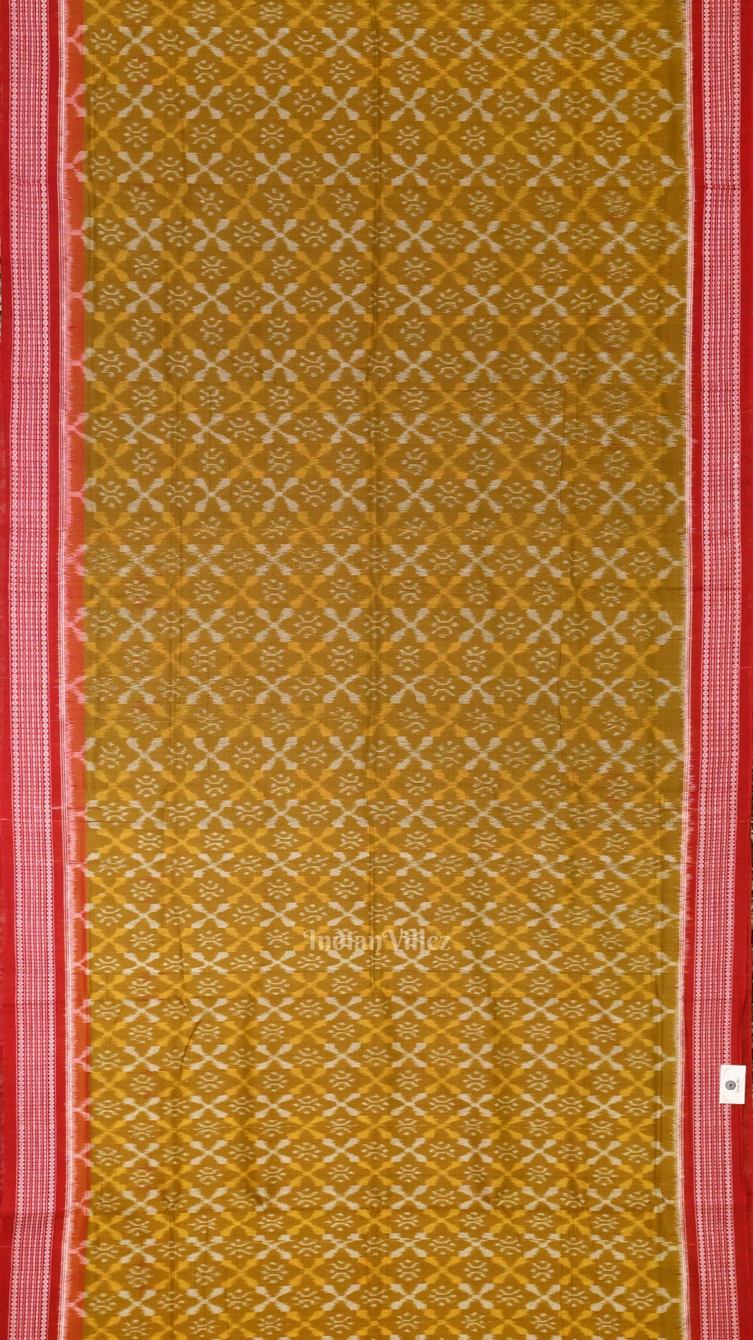 Mehendi Red Odisha Ikat Sambalpuri Pure Cotton Saree