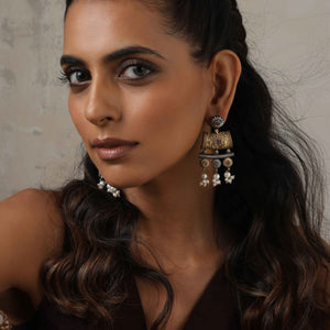 trueBrowns Silver Gold Tone Dangle Earrings