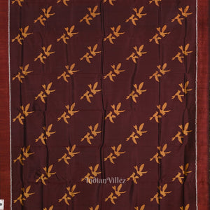 Coffee Mustard Yellow Bird Odisha Ikat Contemporary Designer Saree