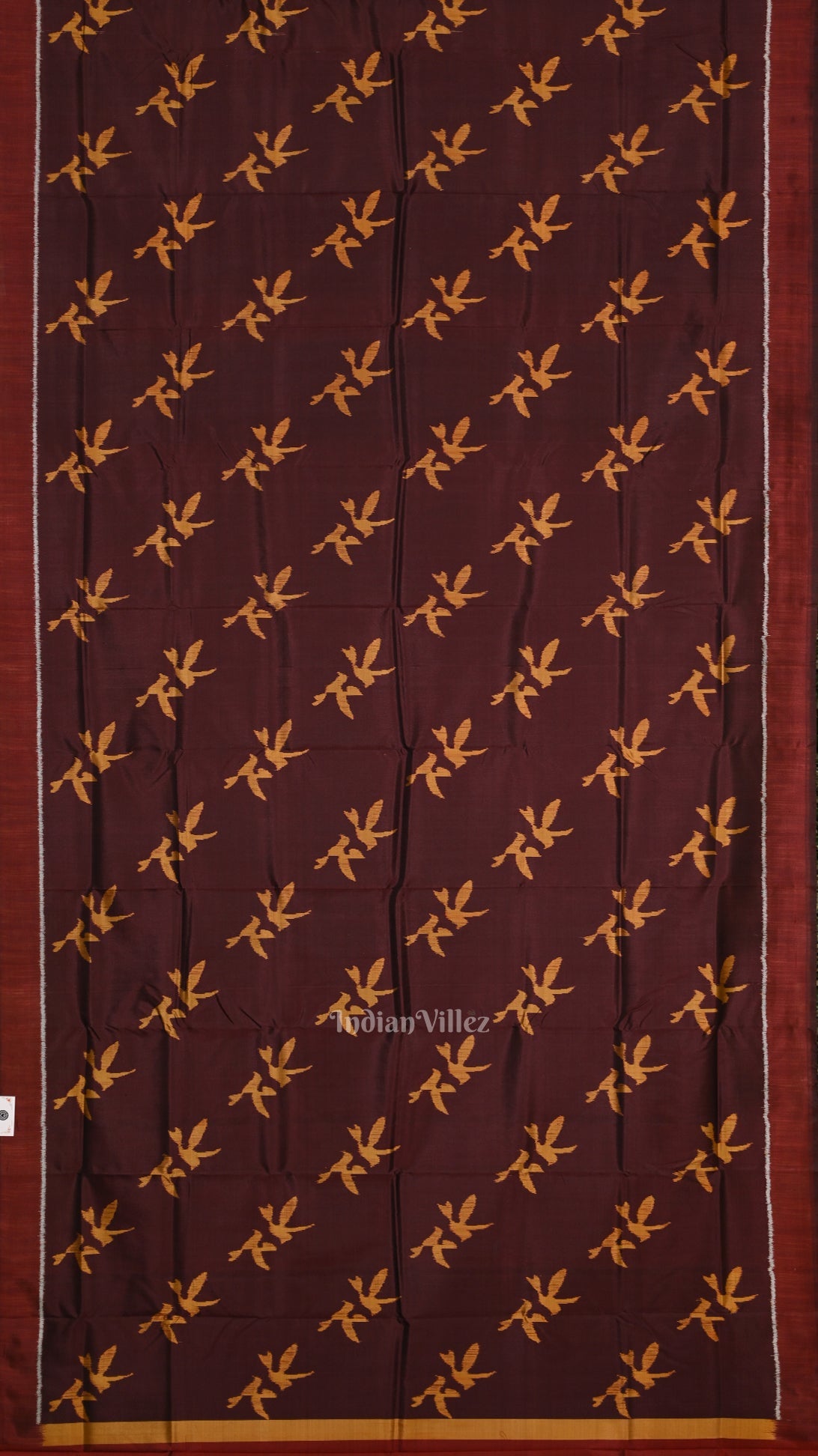 Coffee Mustard Yellow Bird Odisha Ikat Contemporary Designer Saree