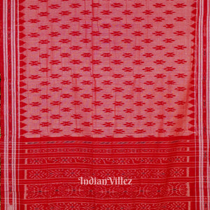 Light Red Maniabandha Butta Theme Cotton Saree
