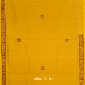 Yellow Ramayan Theme Hand-Painted Pattachitra Saree