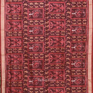Brown Coffee Tribal Theme Sambalpuri Silk Saree