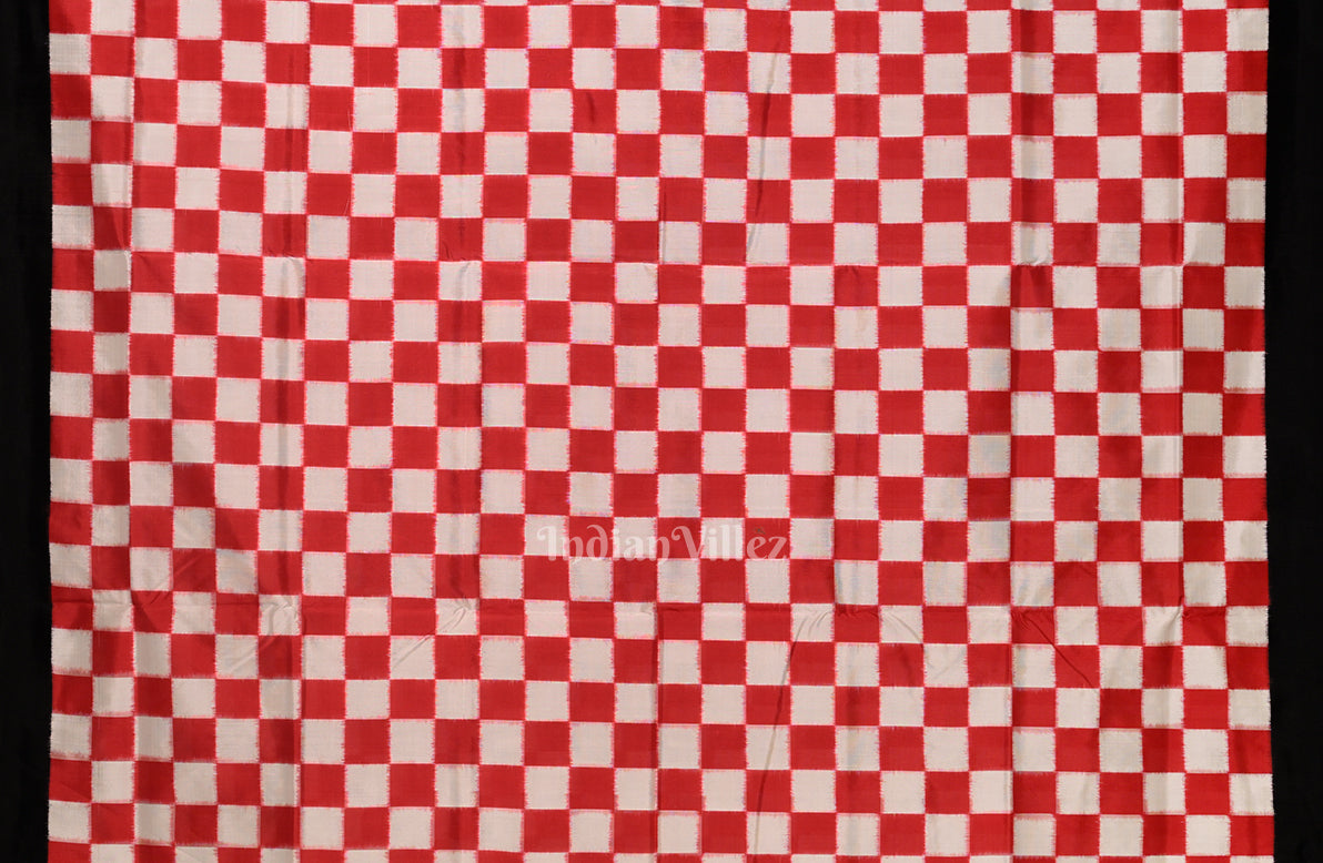 Black White Red Odisha Ikat Pasapali Sambalpuri Silk Saree