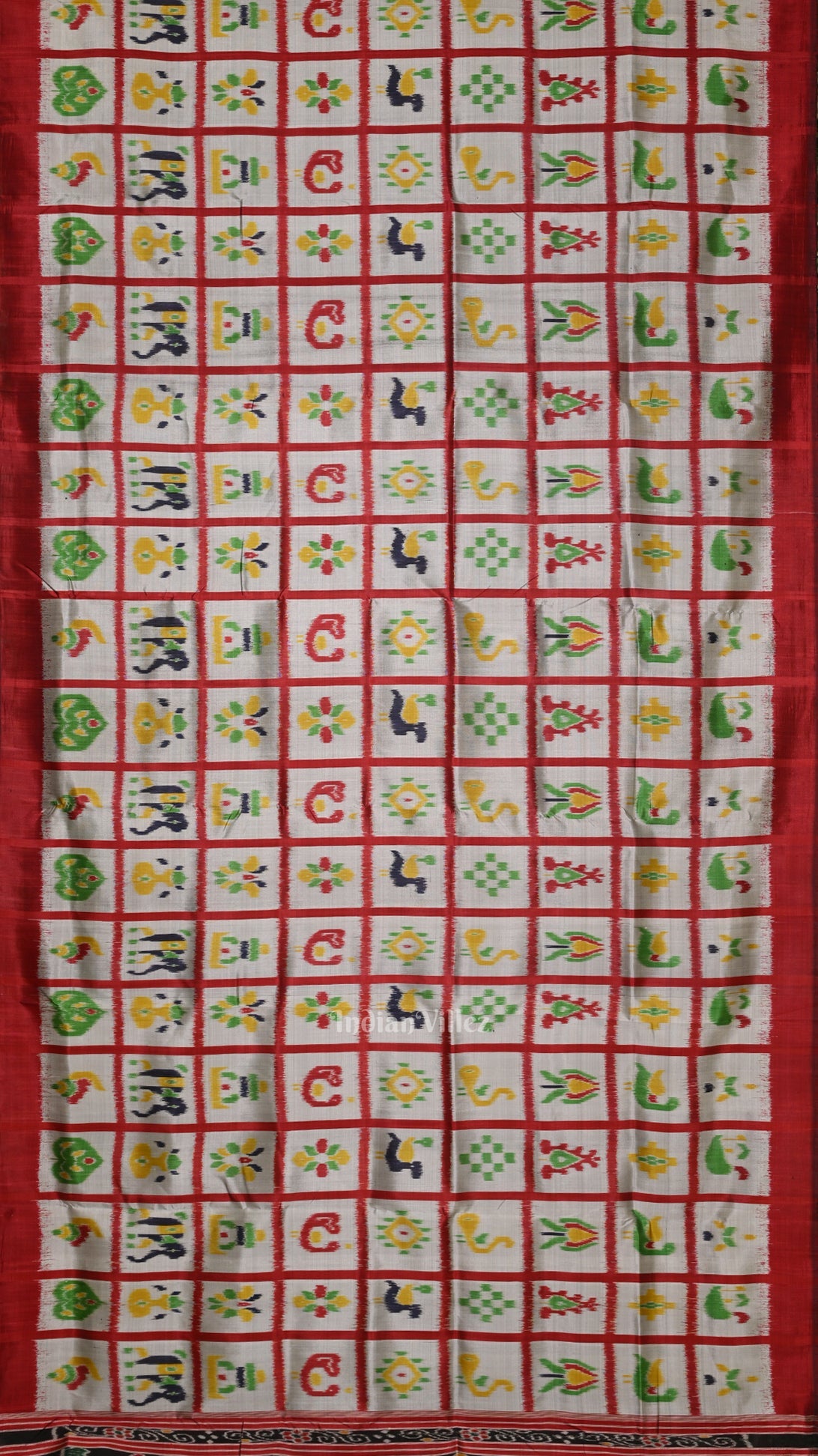 Grey Red Nabakothi Contemporary Designer Silk Saree