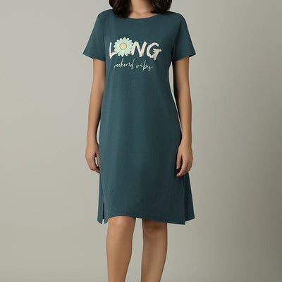 Comfort Sleep Dress - Weekend Vibes Print