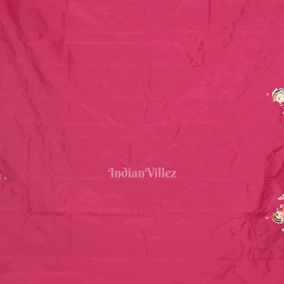 Magenta Pink Nartaki Theme Hand- Painted Pattachitra Saree