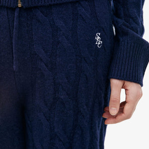 SPORTY & RICH | SRC CABLE-KNIT WOOL CASHMERE TROUSERS { NAVY