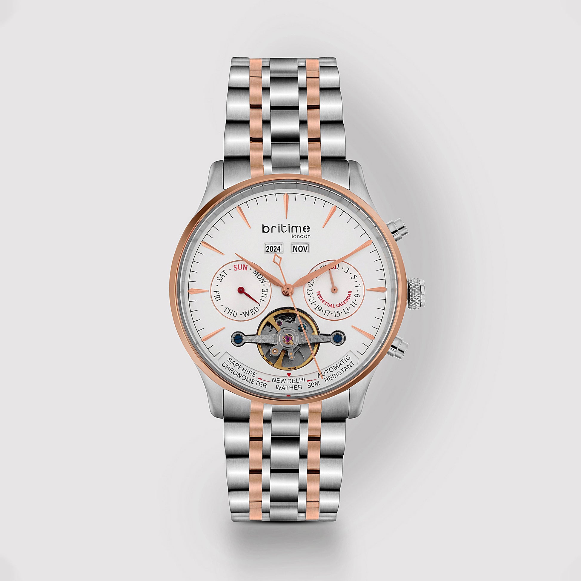 Celestial Men Automatic Silver Dial Chronograph Metal Watch 867-M30305