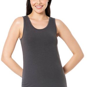 Broad Strapped Body Hugging Tank Top - Grey Pinstripe