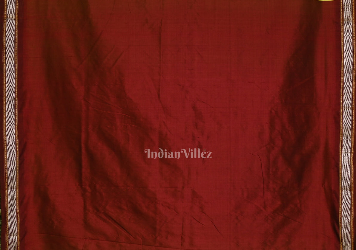 Mehendi with Maroon Odisha Siminoi Silk Saree