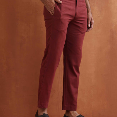 trueBrowns Men's Rust Cotton Twill Pants