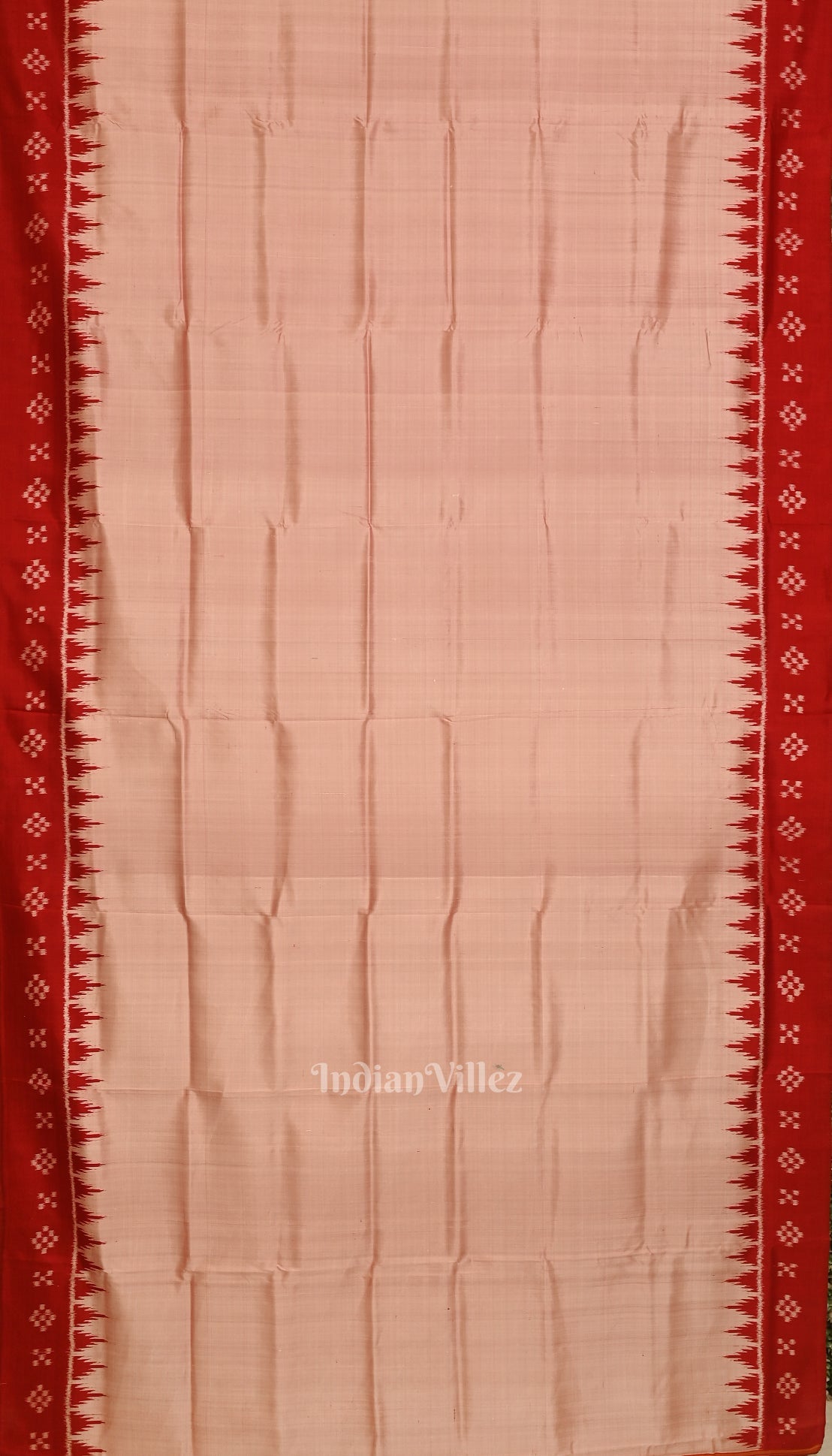 Peach Red Odisha Handloom Jhoti Theme Contemporary Silk Saree