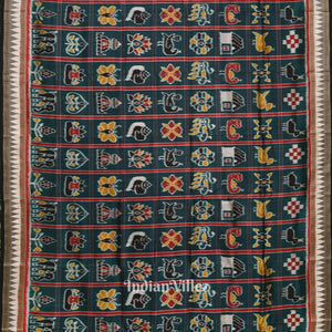 Deep Sea Green Nabakothi Odisha Ikat Khandua Pata Saree