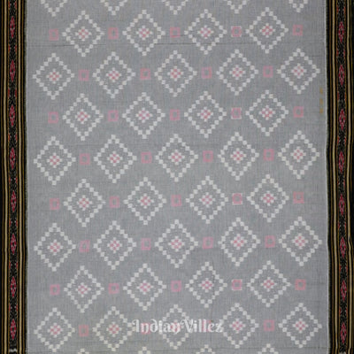Faded Black Pasapali Theme Odisha Ikat Sambalpuri Pure Cotton Saree