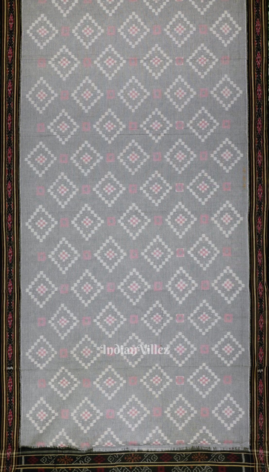 Faded Black Pasapali Theme Odisha Ikat Sambalpuri Pure Cotton Saree