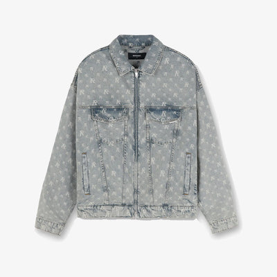 Represent | R4 MONOGRAM DENIM JACKET  { STONE WASH