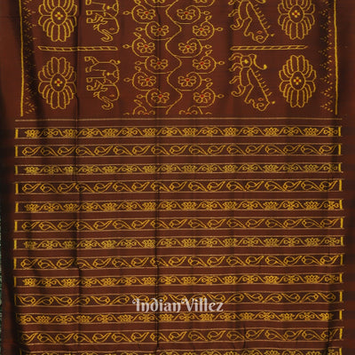 Cofee Elephant Theme Contemporary Silk Saree