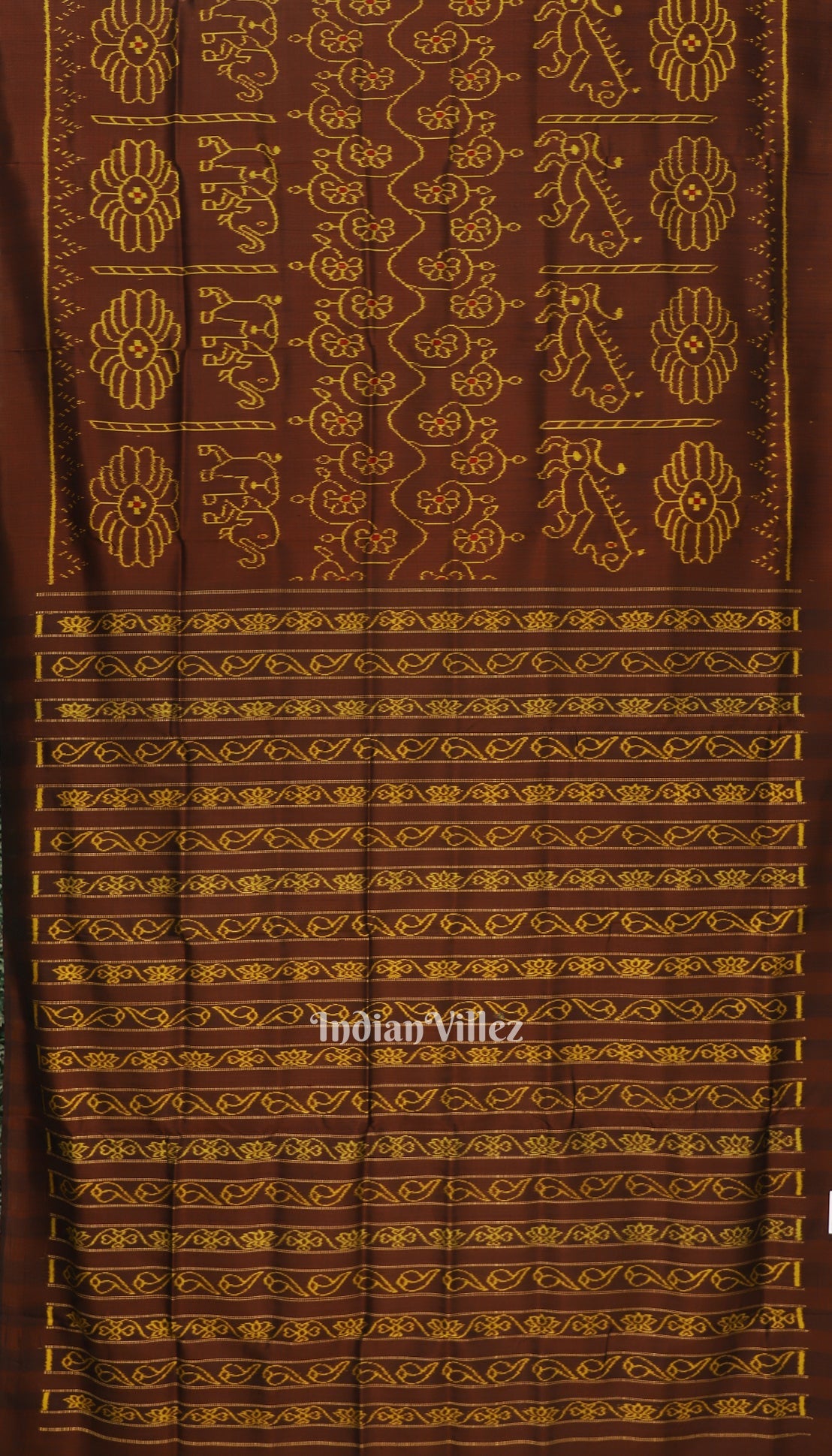 Cofee Elephant Theme Contemporary Silk Saree