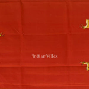 Green Ramayan Theme Hand-Painted Pattachitra Saree