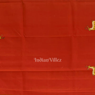 Green Ramayan Theme Hand-Painted Pattachitra Saree