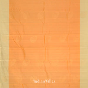 Light Orange With Peach Pure Kanjivaram Soft Silk Saree