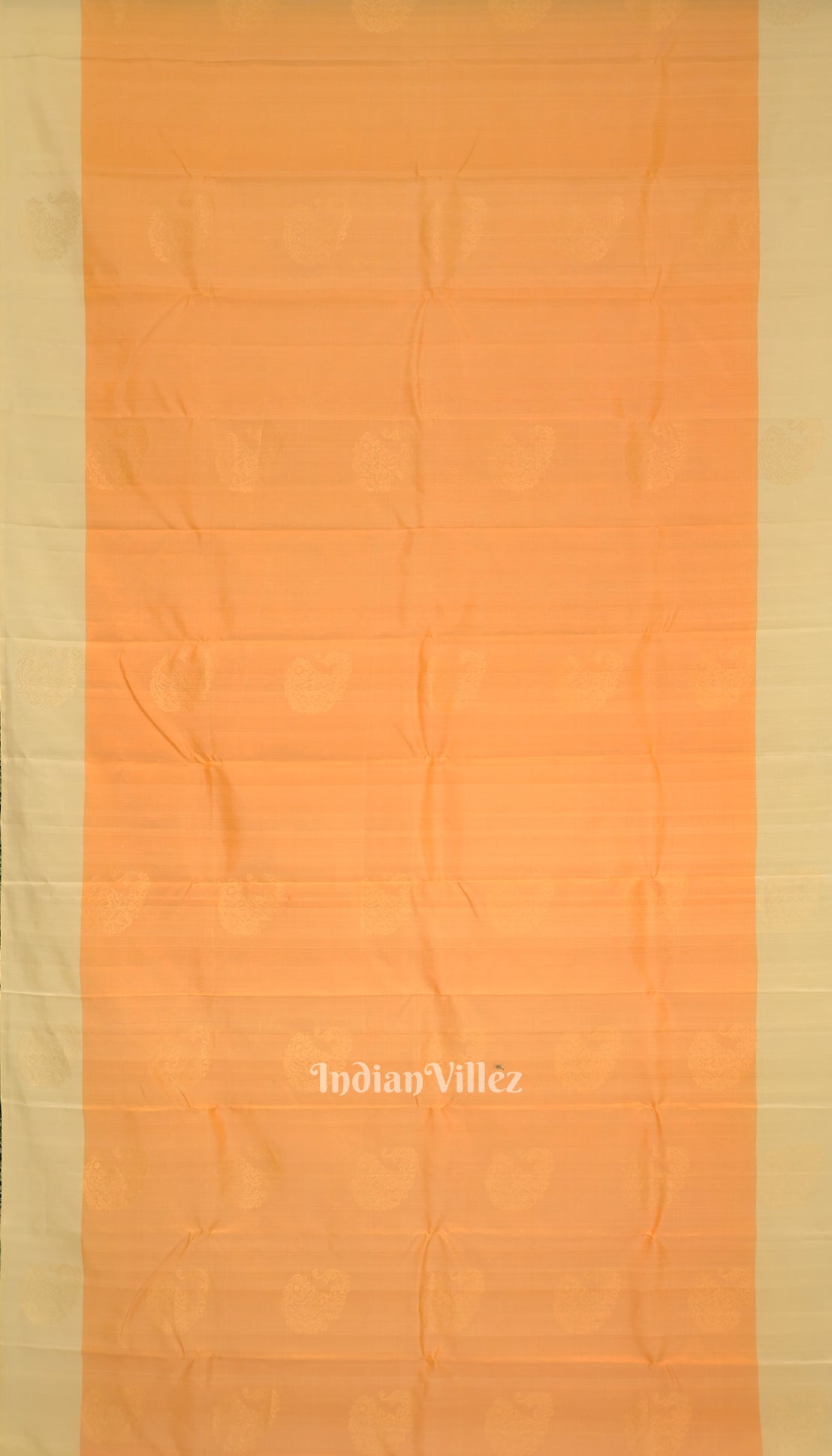 Light Orange With Peach Pure Kanjivaram Soft Silk Saree