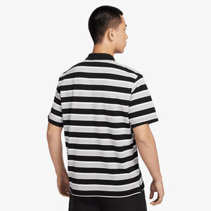 NIKE | CLUB STRIPED POLO T-SHIRT { BLACK/WHITE