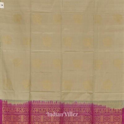 Sand With Magenta Pure Kanjivaram Soft Silk Saree