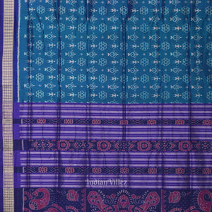Deep Blue Tribal Theme Sambalpuri Silk Saree