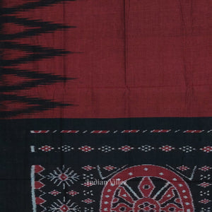 Maroon Black Kargil Kumbha Maniabandha Cotton Saree