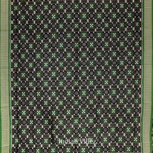 Black Green Odisha Ikat Pasapali Motif Sambalpuri Silk Saree