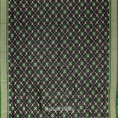 Black Green Odisha Ikat Pasapali Motif Sambalpuri Silk Saree