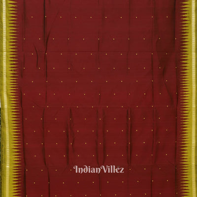 Maroon Green Butta Design Odisha Ikat Bomkai Silk Saree