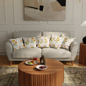 Cotton Cushion Covers, Throw pillow for couch - Cotton Coneflower - Yellow