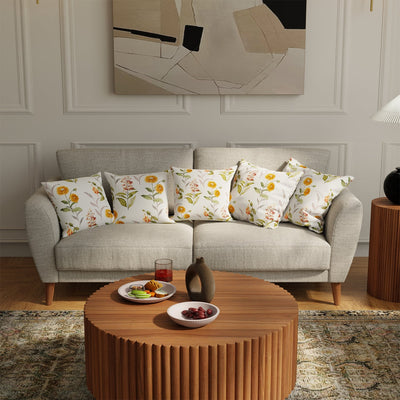 Cotton Cushion Covers, Throw pillow for couch - Cotton Coneflower - Yellow