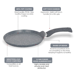 Wonderchef Renewed Granite 28cm Non-Stick Dosa Tawa