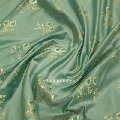 Pastel Green Soft Pure Mashru Satin Silk Banarasi Saree