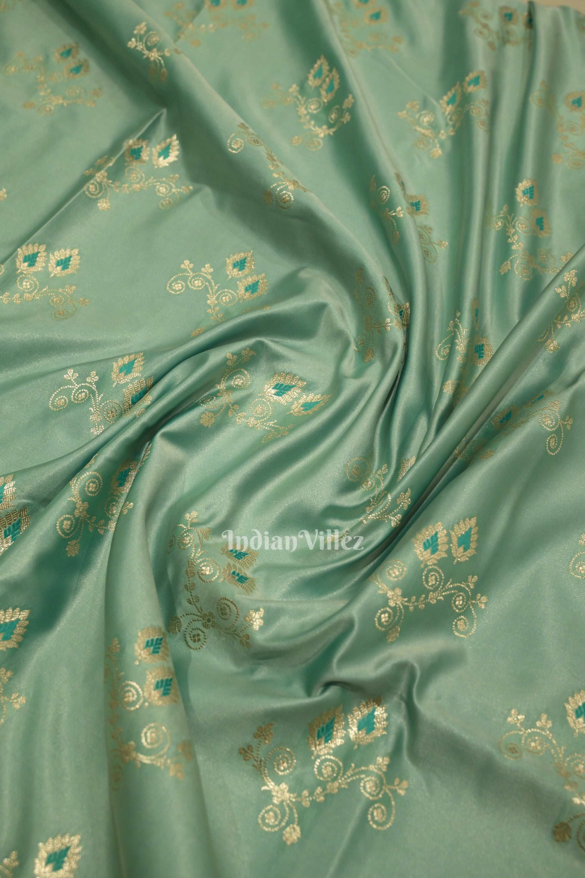 Pastel Green Soft Pure Mashru Satin Silk Banarasi Saree