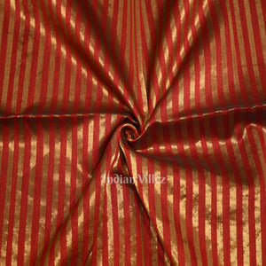Red Stripped Pure Silk Cotton Maheshwari Saree