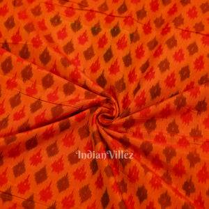 Orange Dual Tone Pochampally Ikat Silk & Cotton (Sico) Fabric