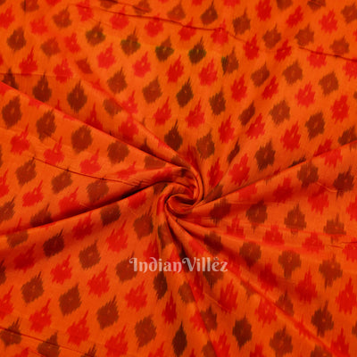 Orange Dual Tone Pochampally Ikat Silk & Cotton (Sico) Fabric