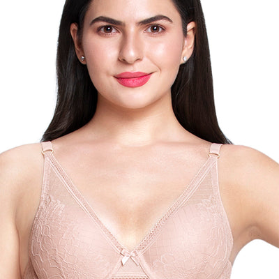 High Apex Lace Padded wired Bra - Misty Rose