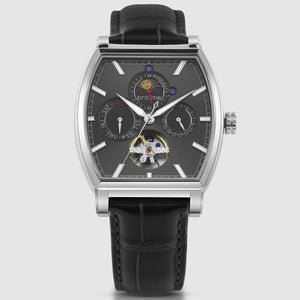 Galaxy Men Automatic Black Dial Multi-Function Leather Watch 985-L10406