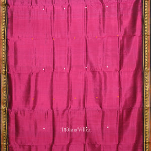 Deep Magenta Pink  Buti design Odisha Ikat Khandua Silk Saree