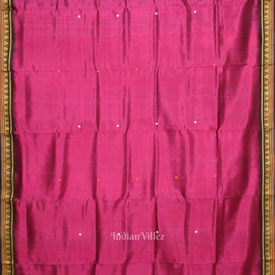 Deep Magenta Pink  Buti design Odisha Ikat Khandua Silk Saree