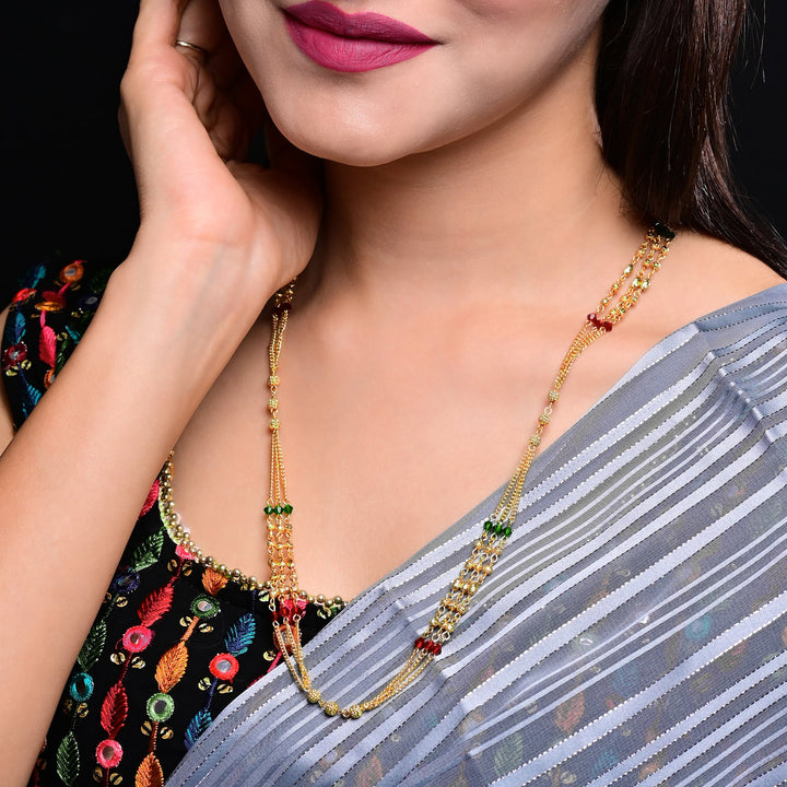 Appealing Gold Plated Multicolour Necklace Mala For Women