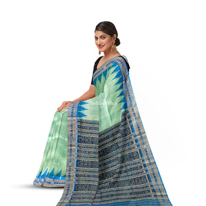 Mint Green Butta Design Odisha Ikat Khandua Silk Saree